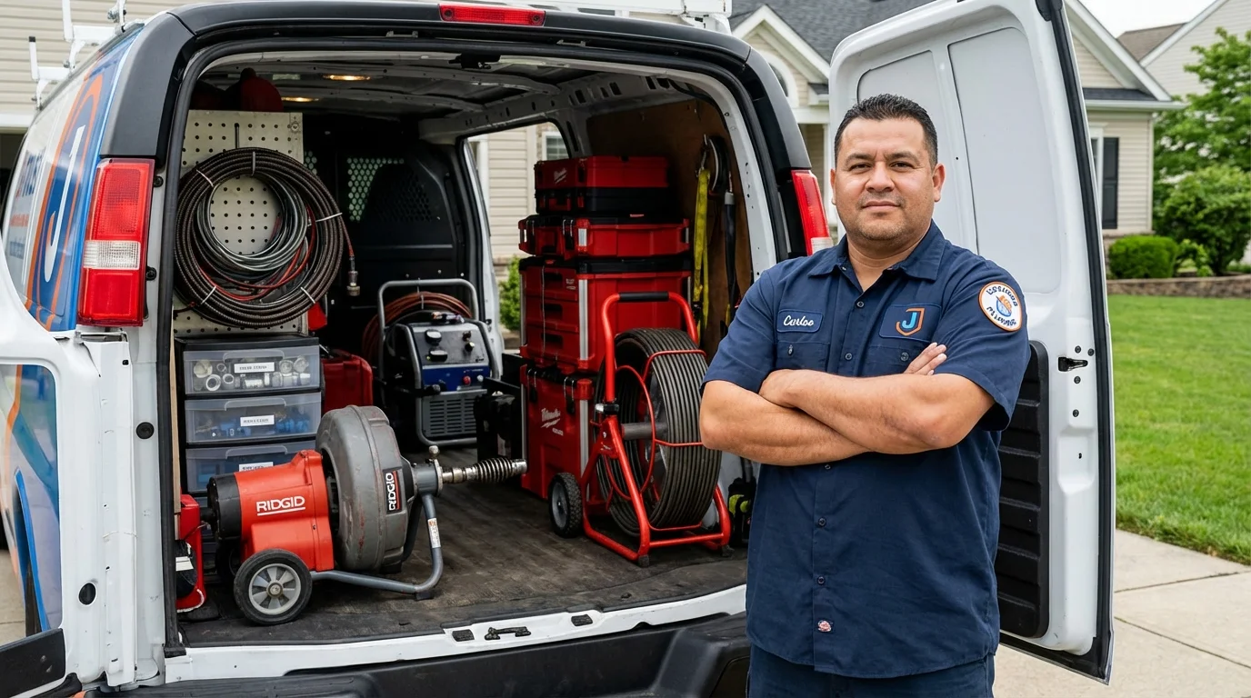 Professional drain cleaning equipment and Johns Plumbing LLC plumber in Kingsville
