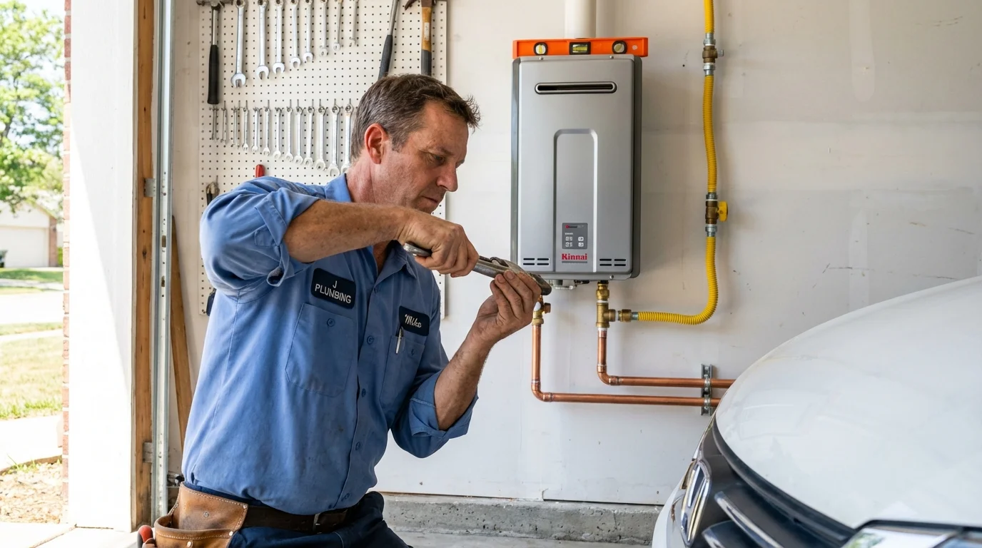 Tankless water heater installation by a Johns Plumbing LLC plumber in Kingsville